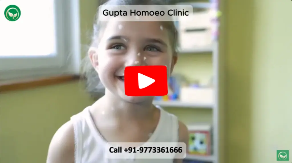 Smiling girl with spots, Gupta Homoeo Clinic video.