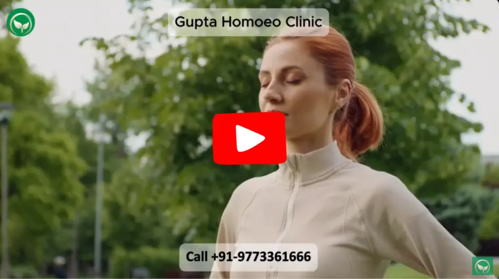 Video: Woman breathes deeply outdoors; Gupta Homoeo Clinic.