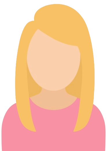 Flat-style illustration of a faceless woman with straight blonde hair parted to the side, wearing a pink top, on a transparent background.